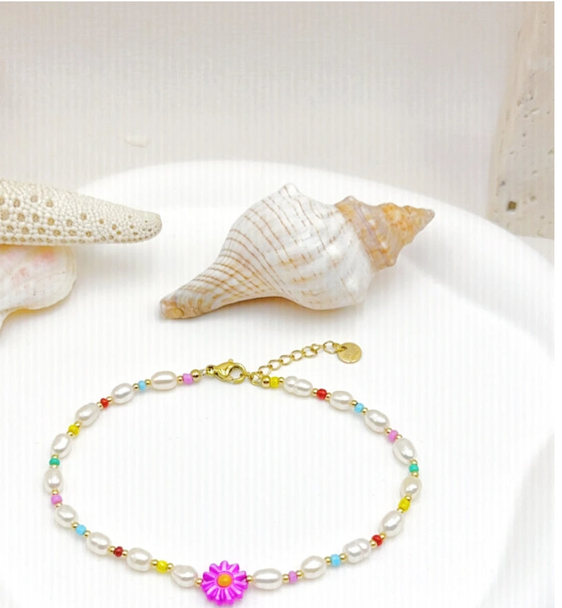 Chaîne de cheville perles Costa